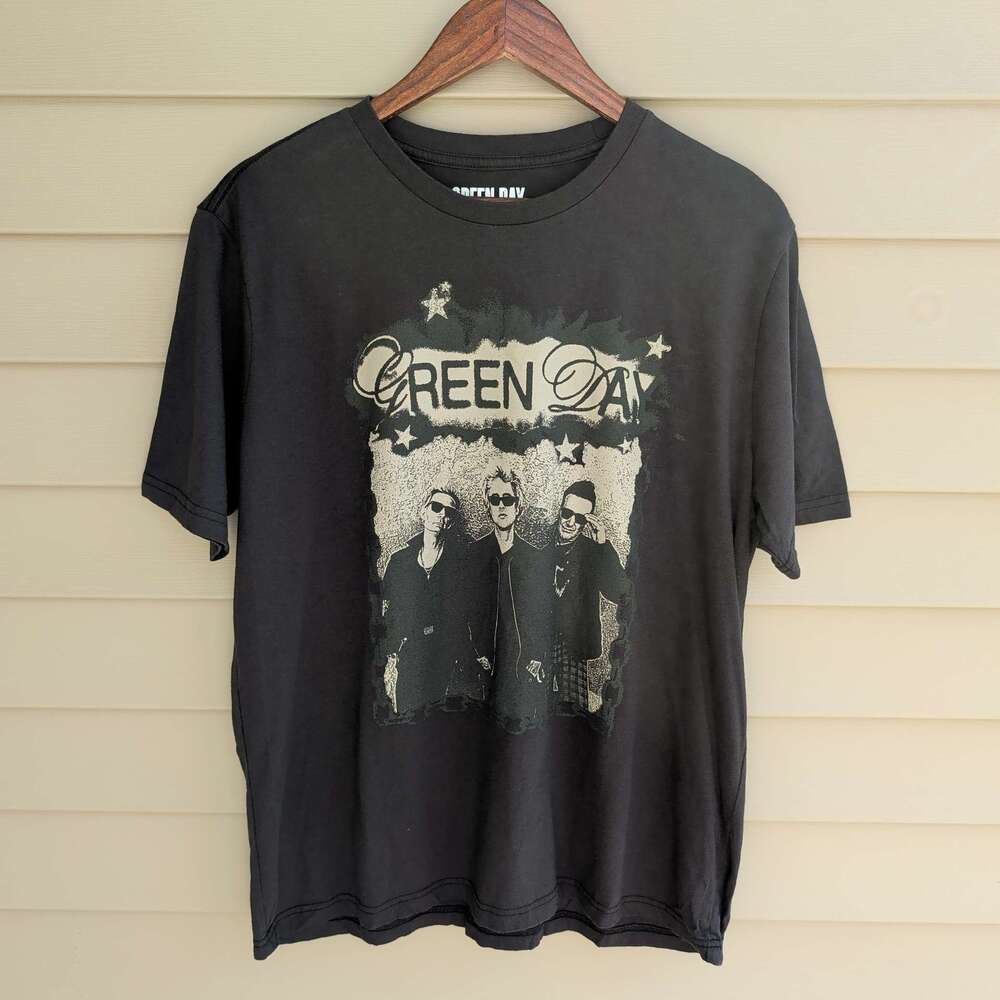 Green Day Band T-Shirt Mens L Black Graphic Photo Print Tee